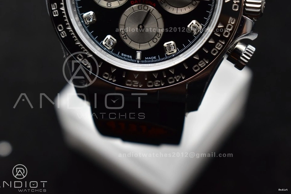 Best Oysterflex 1:1 (Weighted) SH4131 Diamonds Strap Edition 126519 Silver Black Dial on Daytona V6 QF 0301